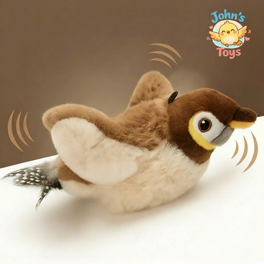 Bird toy with larger John's Toys logo